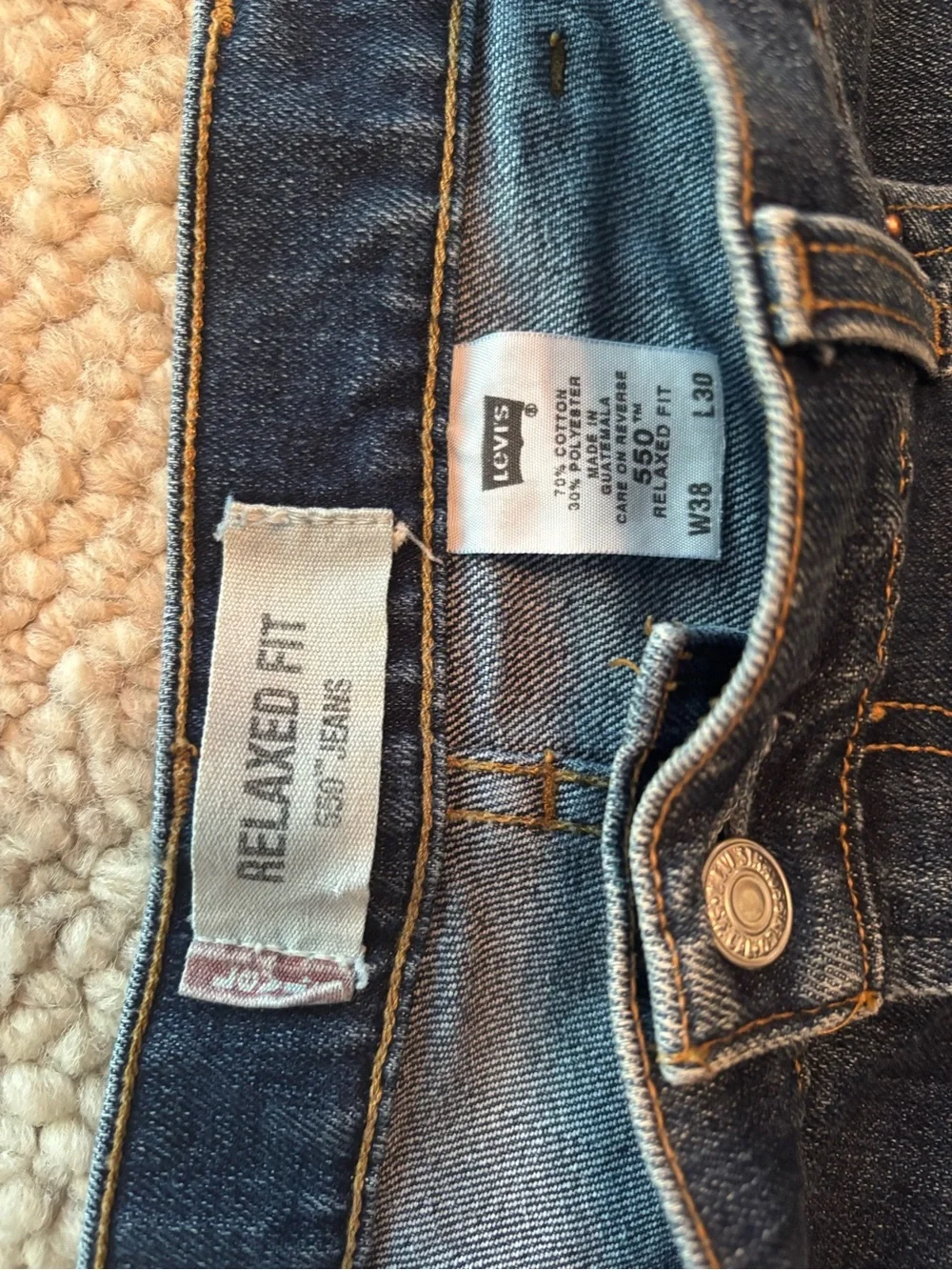 Levi's 550 Relaxed Fit Men's Jeans 38x30 Dark Wash 100% Cotton